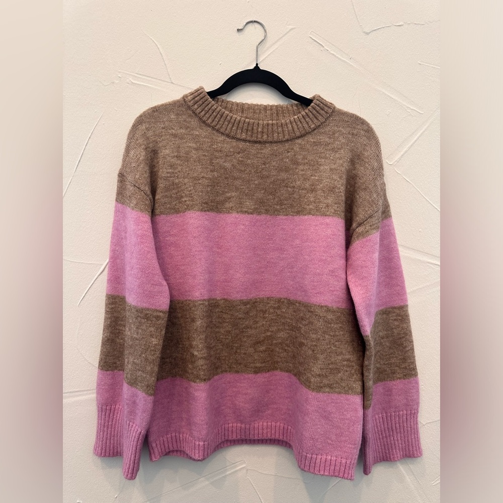 Pink Striped Long Sleeve Sweater